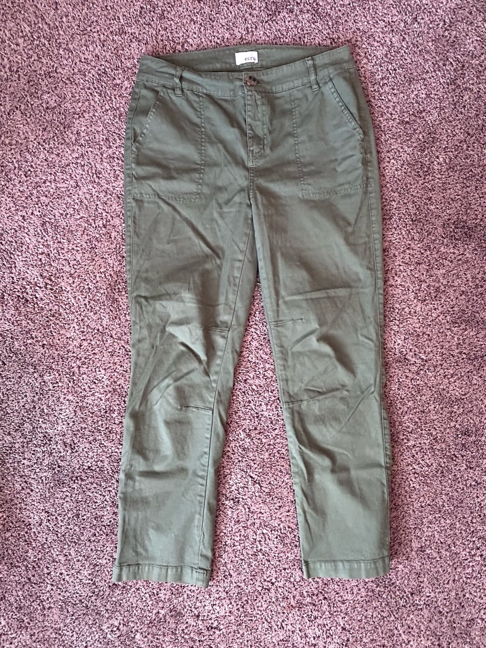 Ecru Green Straight/Skinny Pants